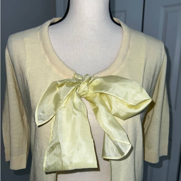 DKNY Lemon Silk with front bow tie 3/4 Sleeves - S NEW - Picture 2 of 12